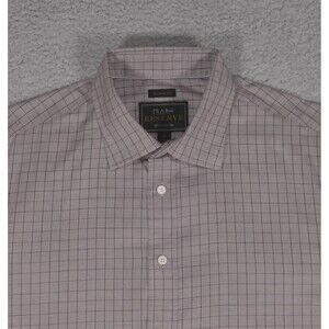 Jos A Bank Reserve Button Up Shirt Men Large Tailored Fit Brown Egyptian Cotton